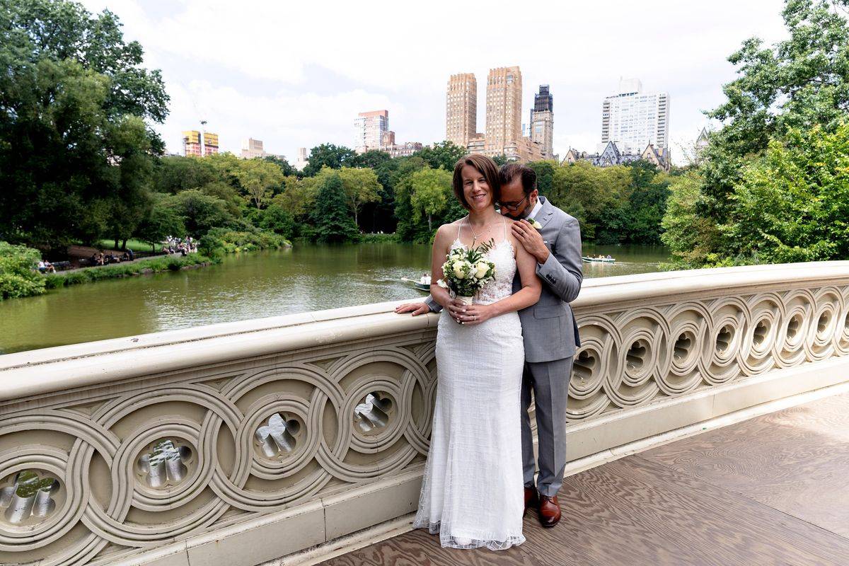The skyline at Bow Bridge - Central Park Wedding - New York City