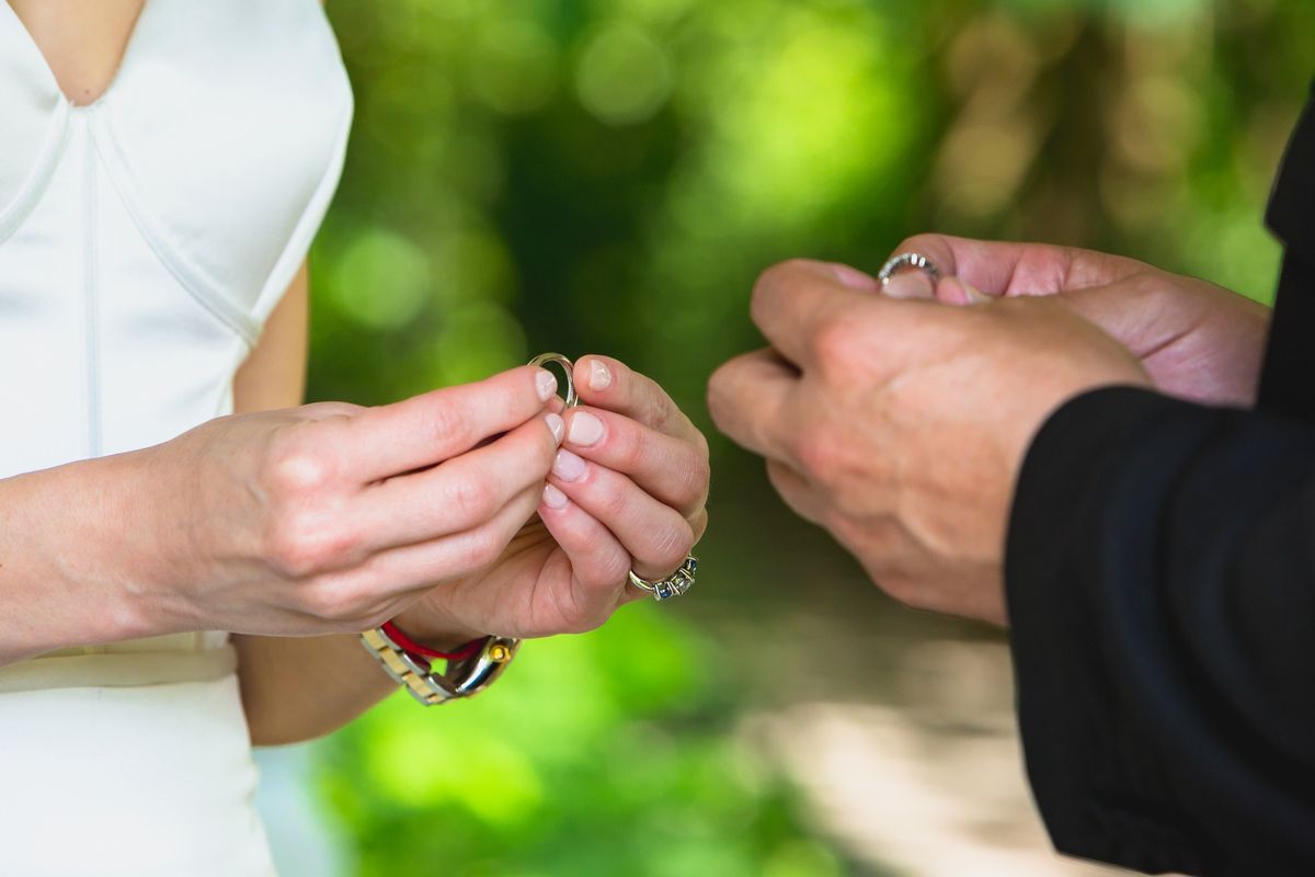 Ring exchange at Ladies Pavilion - Central Park Wedding - New York City