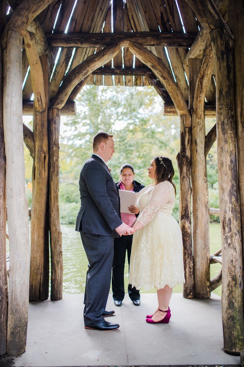 Vow exchange at Wagner Cove - Central Park Wedding - New York City